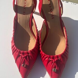 Coach Winona Slingback Heels – Red – Size 9